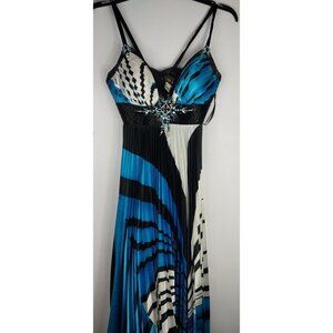 Women Maxi Dress Size 8 Prom Collection Blue/Black